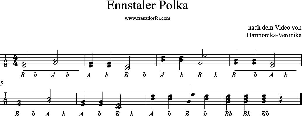 Ennstaler Polka-steirische-ohne Fingersatz- Griffschrift Ziach